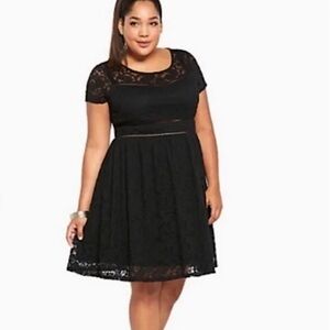Torrid Black Lace Skater Dress 10